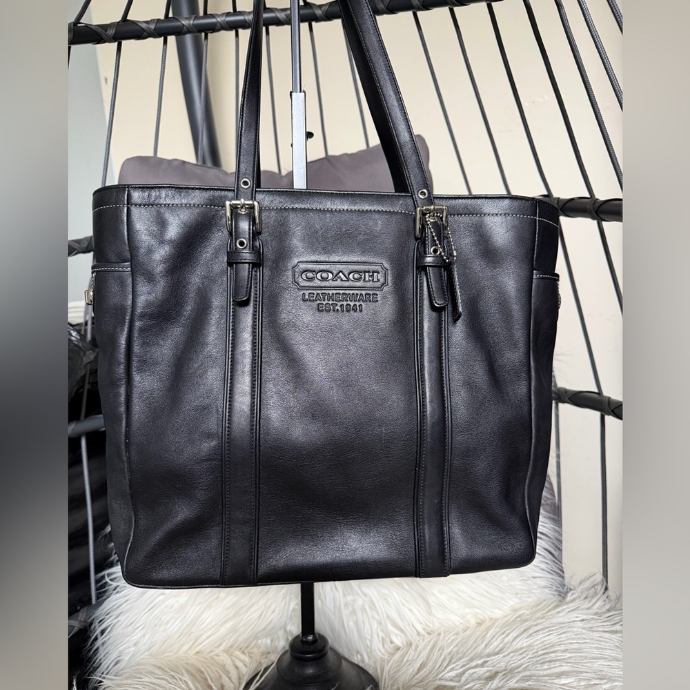 Coach Black Leather Tote Bag - Coach Leatherware